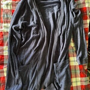 Bobeau Charcoal Ribbed Cardigan